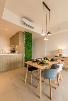a kitchen and dining room with a table and chairs at \u6d77\u666f\u623f Seaview 218 Macalister (Georgetown) \u4e54\u6cbb\u5e02\u4e2d\u5fc3 9pax in George Town