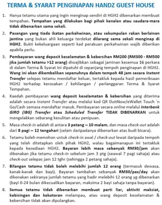 a page of a document with text on it at The Handz House II with WIFI - For family or same gender only in Kepala Batas