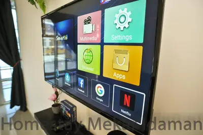 a television screen with many different icons on it at homestay mekar idaman in Kepala Batas