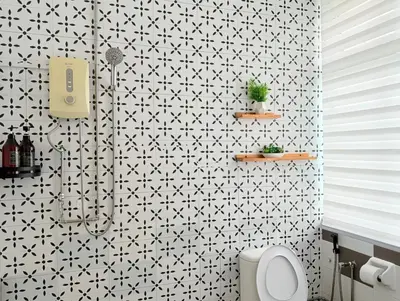 a bathroom with a shower and a toilet at Ocean 19 Shamrock Villa Beachfront Big Group 4 Bedroom 5 Bathroom with Pool in Tanjung Bungah