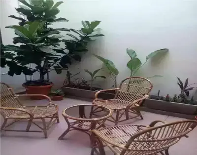 a group of chairs and a table and some plants at We Love GuestHouse in George Town