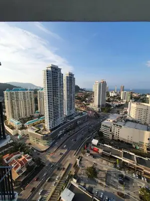 an aerial view of a city with tall buildings at Landmark By Katana 3BR Glamorous Highrise Seaview Homestay Gurney\u65e0\u654c\u6d77\u666f\u4e09\u623f\u5957\u623f in Tanjong Tokong