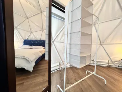 a room with a bed in a tent at Bertam Cottage Penang in Kepala Batas