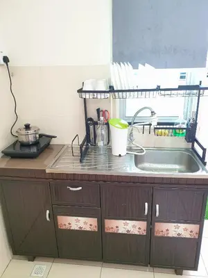 a kitchen with a sink and a counter top at TuR11-Oppesite Pisa Stadium-1min-FoodCourt-MiniMarket in Bayan Lepas