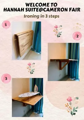 a collage of photos of a room with a bed and a table at Hannah suite at cameronfair in Cameron Highlands