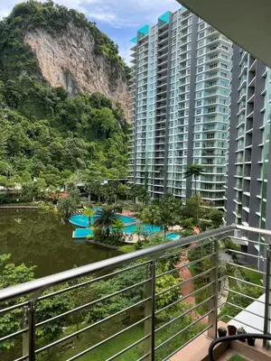 a view from the balcony of a resort at Ipoh The Heyven Lakeside Homestay by Quadvanos in Ipoh