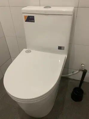 a white toilet in a bathroom with a plunger at Kota Permai Free n Easy Interior Bukit Mertajam in Bukit Mertajam