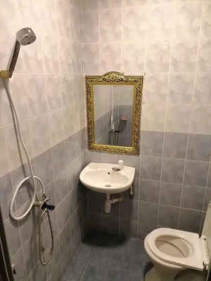 a bathroom with a sink and a toilet and a mirror at Homestay Wafiy Lost World Tambun Ipoh in Ipoh