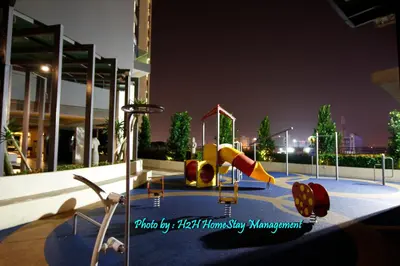 a playground in a building at night with at H2H - CY7 @ Majestic Ipoh in Ipoh