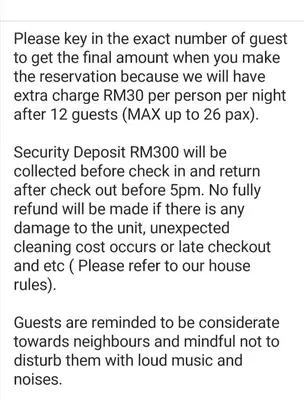 a screenshot of a text message about the request for a ticket at 527 BeachHouse l 5 bedroom with swimming pool - 3min walk to the beach in Tanjung Bungah