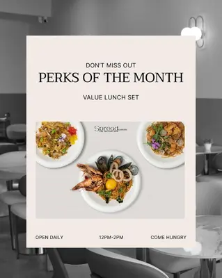 a website for a restaurant with three plates of food at Family Seaview Suite with 3 Rooms by The Only Bnb in Tanjong Tokong