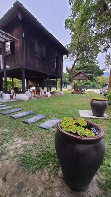 a plant in a pot in front of a building at Sayang Di Kaki Bukit Homestay Near Icon City Bukit Mertajam in Bukit Mertajam