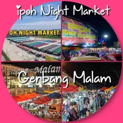 a collage of pictures of an outdoor market at Homestay Ibu(Muslim sahaja) in Ipoh