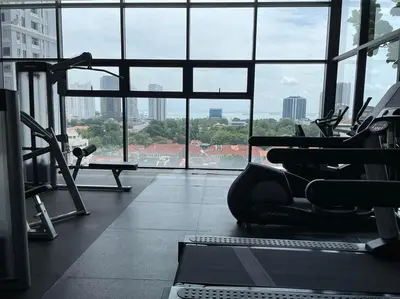 a gym with a view of a large window at Timeless, 3BR Cityview by WStay @ Tropicana 218 Macalister in George Town