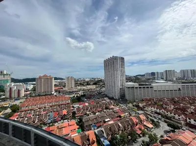 a view of a city with tall buildings at NEW 6Pax SOHO Near USM & SPICE ARENA & AIRPORT in Bayan Lepas