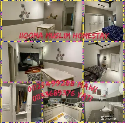 a collage of photos of a room in a house at Cameron Sweet Muslim Apartment 2 - Iiqoma Muslim Homestay in Tanah Rata