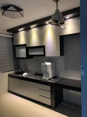 a kitchen with a counter with a microwave on it at Ulike homestay~3room~The Venus~Manjung~Lumut in Seri Manjung