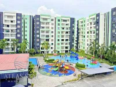 an aerial view of a water park in a city at IPOH Waterpark Homestay By SummerStay in Ipoh