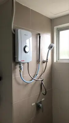 a shower in a bathroom with a shower at Family Stay at Quintet A2-7-3A in Tanah Rata