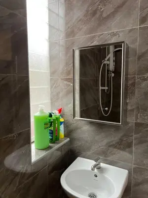 a bathroom with a sink and a shower and a mirror at The Neighbour KKB - Rooms with shared bathroom - Whole unit has 4 rooms in Kuala Kubu Baharu